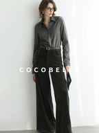 COCOBELLA Office Ready Vintage Wide Leg Rivet Pockets Natural Waist Zip Fly Women Pants