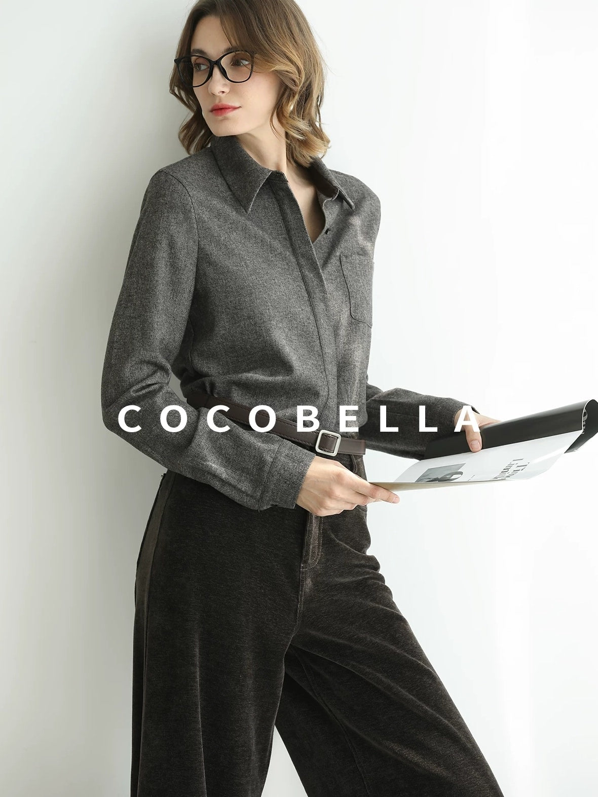 COCOBELLA Office Ready Vintage Wide Leg Rivet Pockets Natural Waist Zip Fly Women Pants