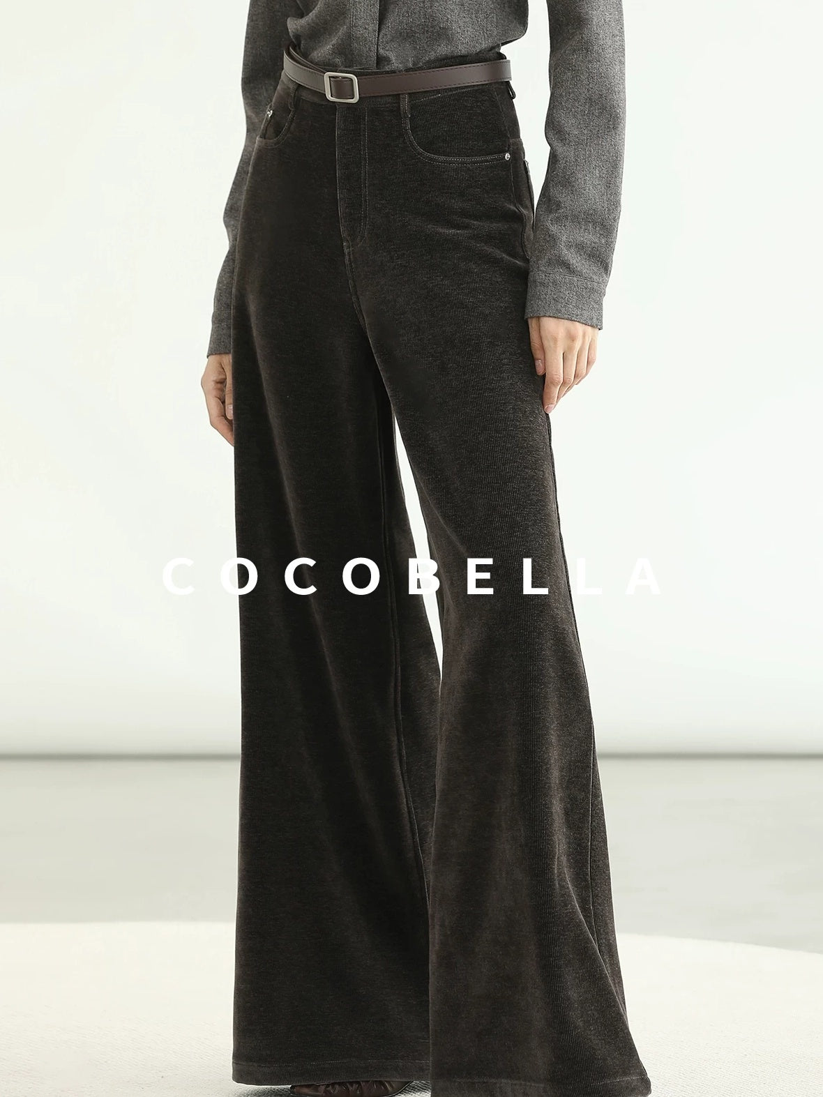 COCOBELLA Office Ready Vintage Wide Leg Rivet Pockets Natural Waist Zip Fly Women Pants