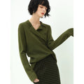 COCOBELLA_Olive_Green_Double_Breasted_Cardigan_Straight_Fit_Commuter_Womens_Knit_Sweater_MISSTT