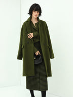 COCOBELLA Olive Green Double Breasted Cardigan Straight Fit Commuter Womens Knit Sweater