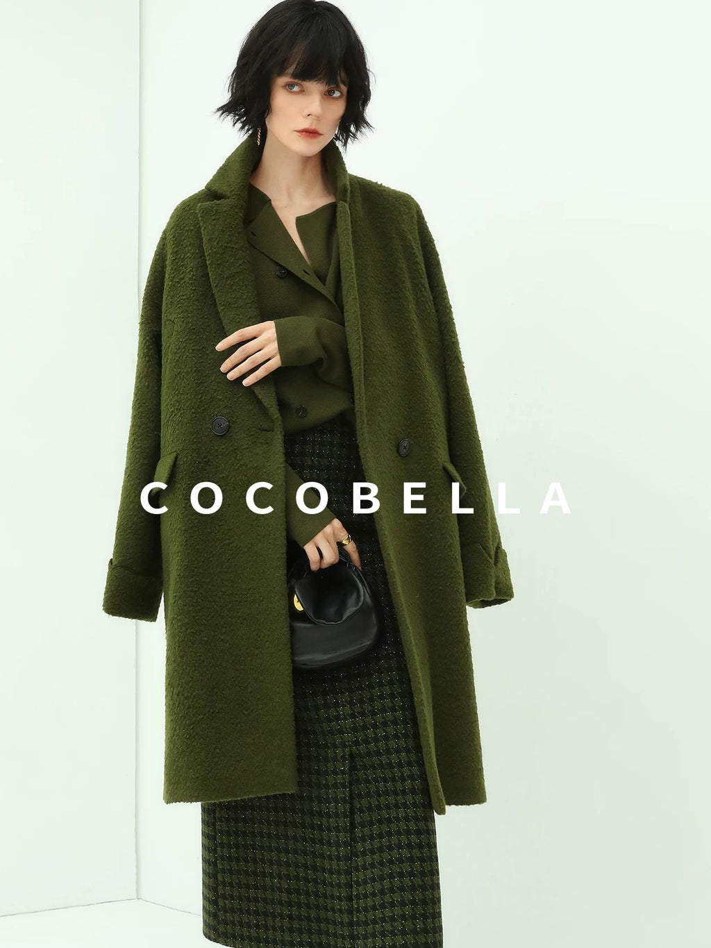 COCOBELLA Olive Green Double Breasted Cardigan Straight Fit Commuter Womens Knit Sweater