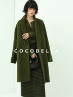 COCOBELLA Olive Green Double Breasted Cardigan Straight Fit Commuter Womens Knit Sweater