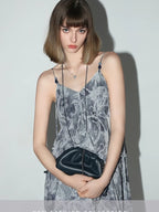 COCOBELLA Paisley Print Ruffle Trim Slip A Line V Neck Loose Waist Travel Dresses
