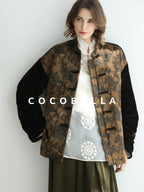 COCOBELLA Patchwork Button Short Loose Office Stand Collar Women Padded Jackets