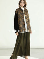 COCOBELLA Patchwork Button Short Loose Office Stand Collar Women Padded Jackets