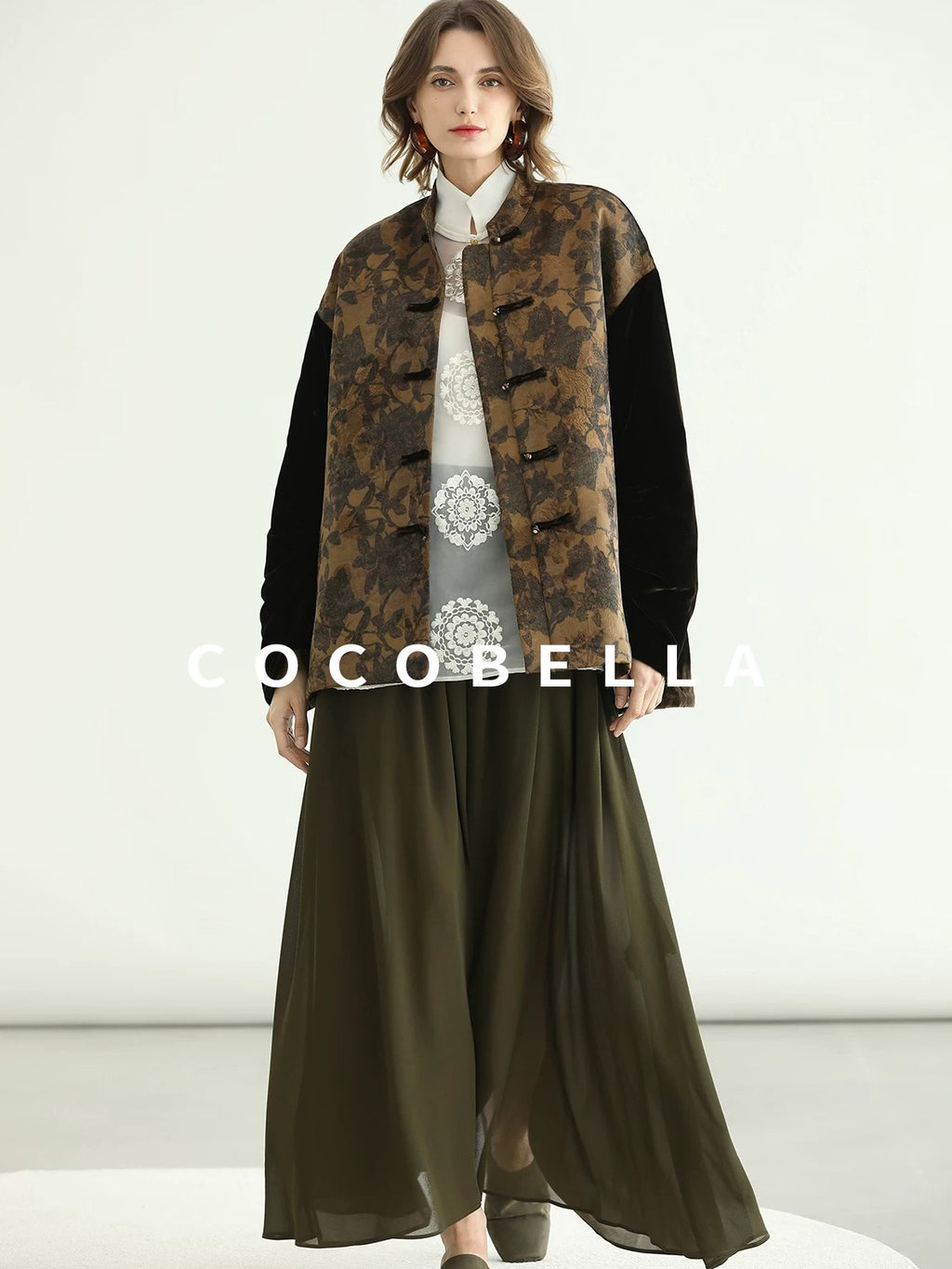 COCOBELLA Patchwork Button Short Loose Office Stand Collar Women Padded Jackets