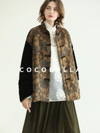 COCOBELLA Patchwork Button Short Loose Office Stand Collar Women Padded Jackets