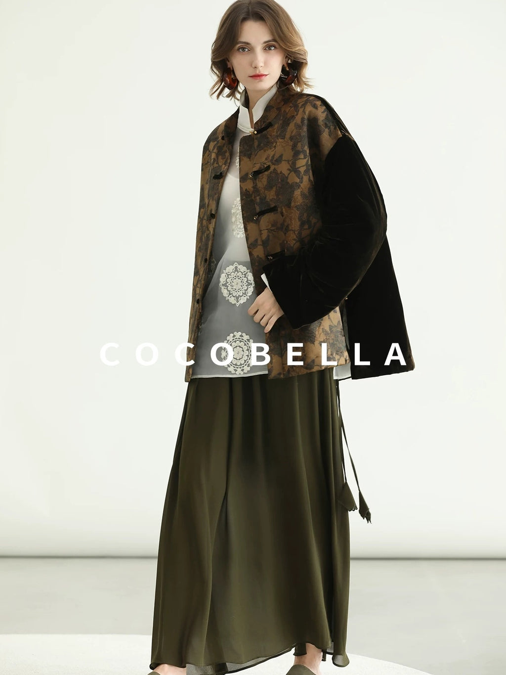 COCOBELLA Patchwork Button Short Loose Office Stand Collar Women Padded Jackets