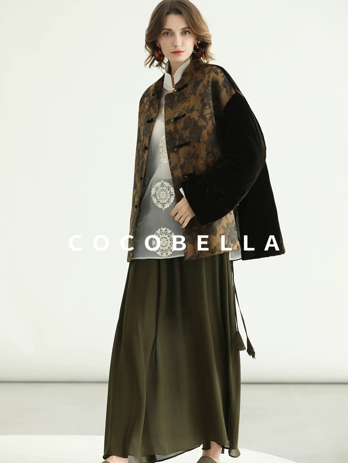 COCOBELLA Patchwork Button Short Loose Office Stand Collar Women Padded Jackets