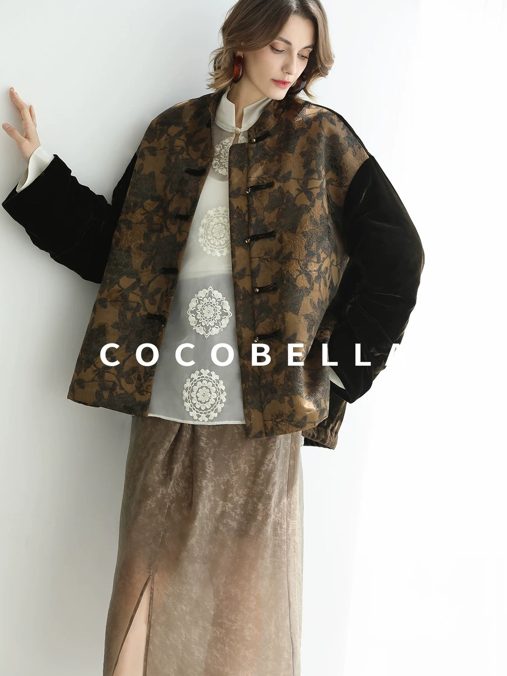 COCOBELLA Patchwork Button Short Loose Office Stand Collar Women Padded Jackets