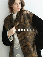 COCOBELLA Patchwork Button Short Loose Office Stand Collar Women Padded Jackets