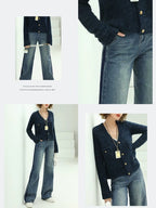 COCOBELLA Patchwork Denim Straight Leg Natural Waist Zipper Fly Women Jeans Pants