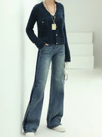 COCOBELLA Patchwork Denim Straight Leg Natural Waist Zipper Fly Women Jeans Pants