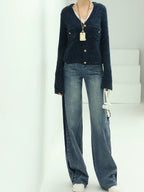 COCOBELLA Patchwork Denim Straight Leg Natural Waist Zipper Fly Women Jeans Pants