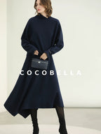 COCOBELLA Patchwork Knit Set Elegant Relaxed Fit Women Pullover Collar Sweater