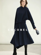 COCOBELLA Patchwork Knit Set Elegant Relaxed Fit Women Pullover Collar Sweater