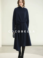 COCOBELLA Patchwork Knit Set Elegant Relaxed Fit Women Pullover Collar Sweater