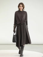 COCOBELLA_Patchwork_Knit_Two_Piece_Set_Stand_Collar_Long_Sleeve_Loose_Fit_Women_Sweater_MISSTT