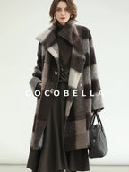 COCOBELLA Patchwork Knit Two Piece Set Stand Collar Long Sleeve Loose Fit Women Sweater