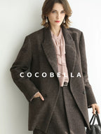 COCOBELLA Petal Pink French Ruffle Collar Button Straight Fit Women Long Sleeve Shirts