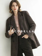 COCOBELLA Petal Pink French Ruffle Collar Button Straight Fit Women Long Sleeve Shirts