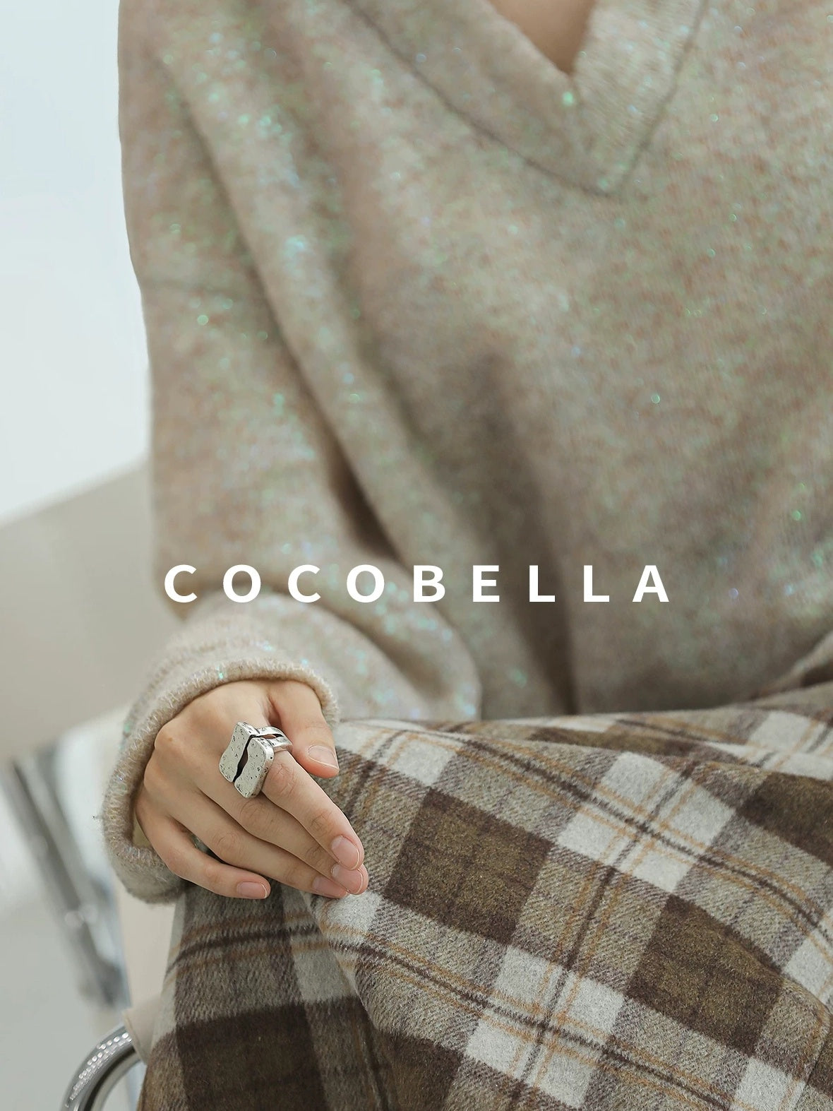COCOBELLA Plaid High Waist Lined Patchwork Straight Ol Office Women Midi Wool Blend Skirts