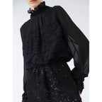 COCOBELLA_Pleated_Lace_Patchwork_French_Straight_Petal_Sleeve_Women_Polyester_T-Shirts_MISSTT