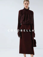 COCOBELLA Pleated Lace Patchwork French Straight Petal Sleeve Women Polyester T-Shirts