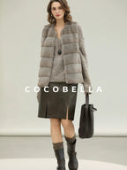 COCOBELLA Plush Faux Fur Luxury Sleeveless Straight Fit Womens Silver Blue Outerwear Vest