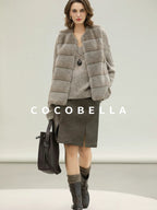 COCOBELLA Plush Faux Fur Luxury Sleeveless Straight Fit Womens Silver Blue Outerwear Vest