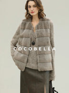 COCOBELLA Plush Faux Fur Luxury Sleeveless Straight Fit Womens Silver Blue Outerwear Vest