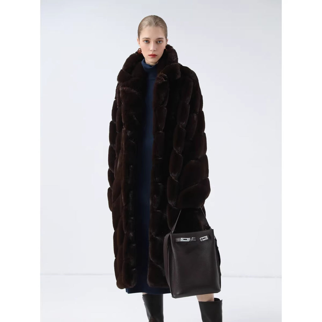 Plush Faux Fur Oversized Stand Collar Vintage Commuter Coffee Brown Coats