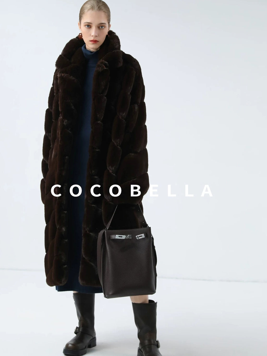 Plush Faux Fur Oversized Stand Collar Vintage Commuter Coffee Brown Coats