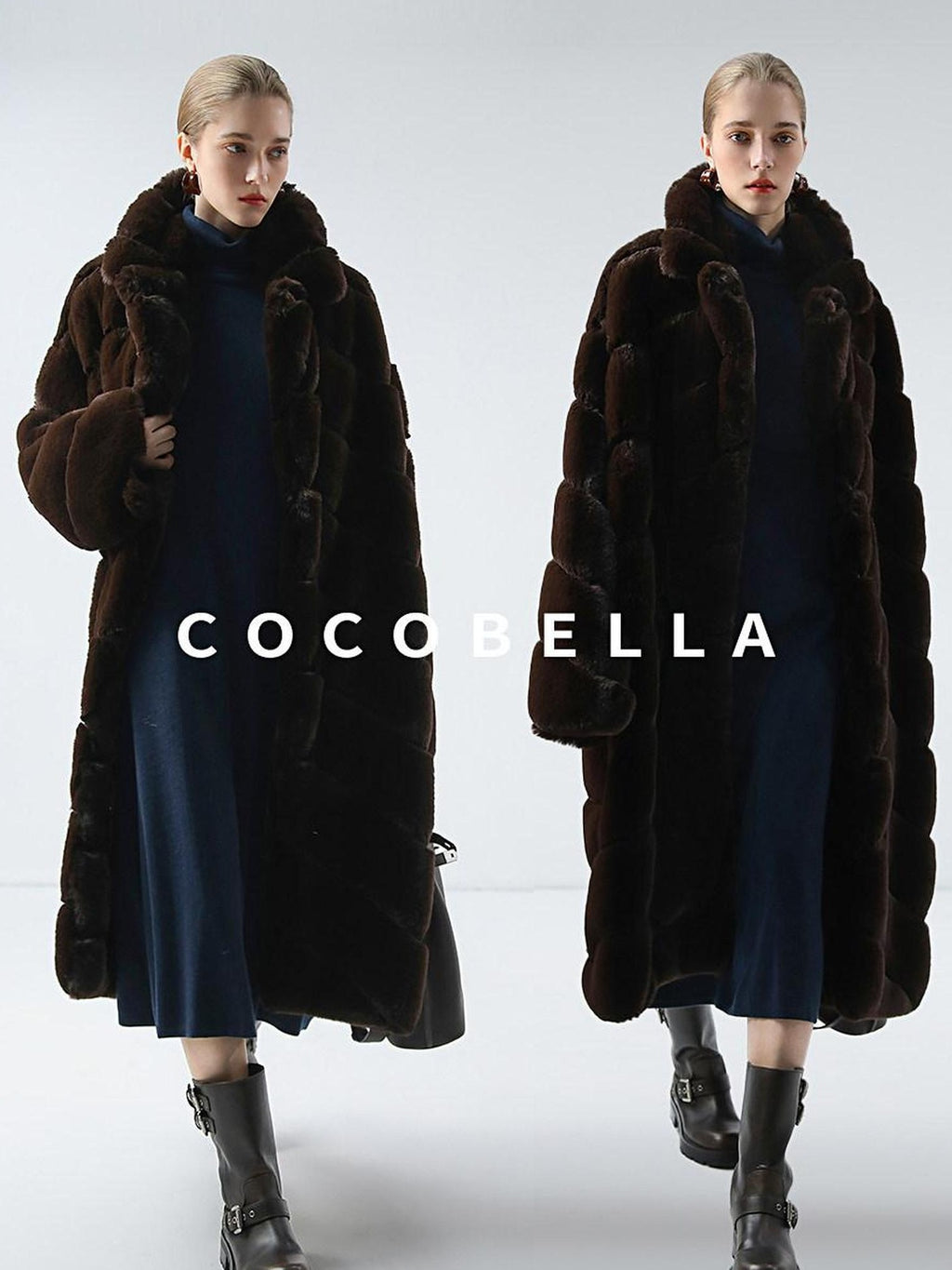 Plush Faux Fur Oversized Stand Collar Vintage Commuter Coffee Brown Coats