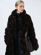 Plush Faux Fur Oversized Stand Collar Vintage Commuter Coffee Brown Coats