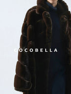 Plush Faux Fur Oversized Stand Collar Vintage Commuter Coffee Brown Coats