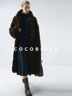 Plush Faux Fur Oversized Stand Collar Vintage Commuter Coffee Brown Coats
