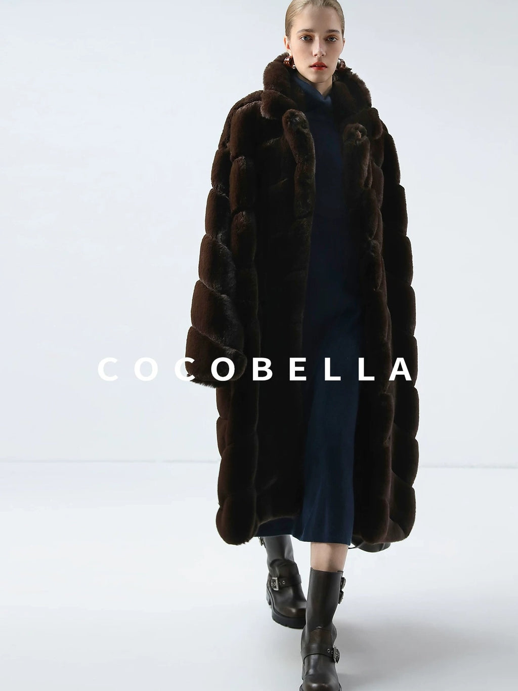 Plush Faux Fur Oversized Stand Collar Vintage Commuter Coffee Brown Coats