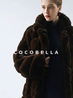 Plush Faux Fur Oversized Stand Collar Vintage Commuter Coffee Brown Coats