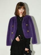 COCOBELLA Plush Faux Fur Short V Neck Long Sleeve Ol Workwear Women Black Brown Jackets