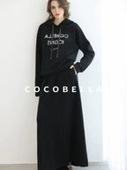 COCOBELLA Pocketed Knitted A Line Loose Fit Mid Waist Office Casual Women Skirts
