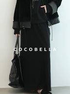 COCOBELLA Pocketed Knitted A Line Loose Fit Mid Waist Office Casual Women Skirts