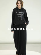 COCOBELLA Pocketed Knitted A Line Loose Fit Mid Waist Office Casual Women Skirts