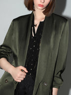 COCOBELLA Polished Avocado Green Double Breasted Straight Midlength Women Office Blazers