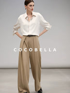 COCOBELLA Polyester Blend Striped Collared Button Front Straight Fit Office Shirts