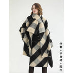 COCOBELLA_Polyester_Padded_Two_Piece_Midlength_Plaid_Loose_Fit_Office_Women_Button_Coats_MISSTT