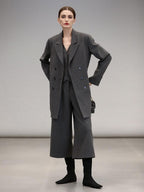 COCOBELLA Premium Lambswool Double Breasted Straight Cut Patchwork Women Blazers