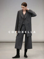 COCOBELLA Premium Lambswool Double Breasted Straight Cut Patchwork Women Blazers