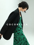 COCOBELLA Premium Polyester Straight Tailored Women Office Commute Black Blazers